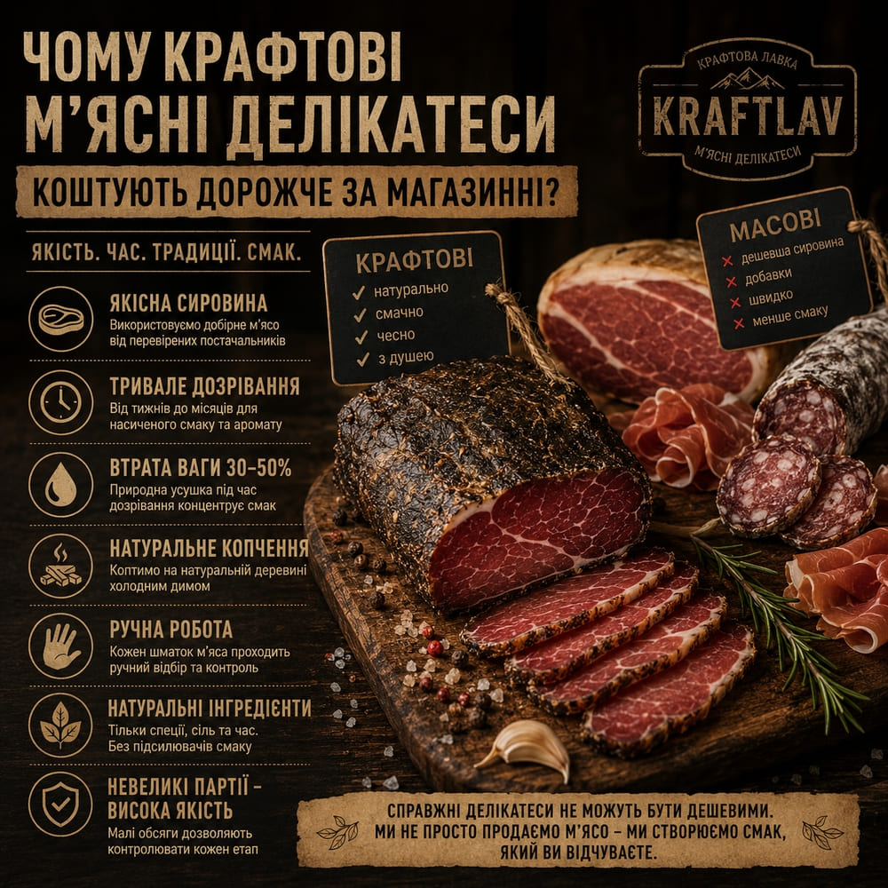 Чому крафтові м'ясні делікатеси коштують дорожче