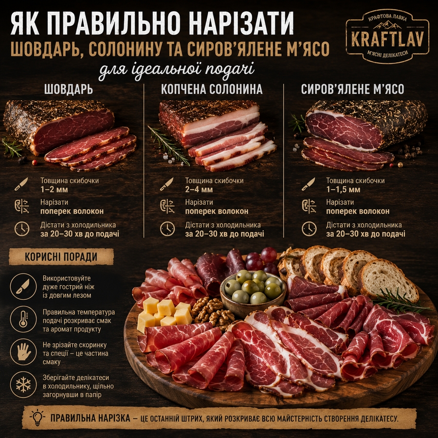 Як правильно нарізати сиров'ялене м'ясо